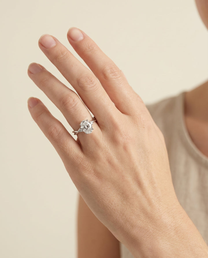 Dusty Select Twisted Shank Hidden Halo Solitaire Oval in 14K White Gold – view 5