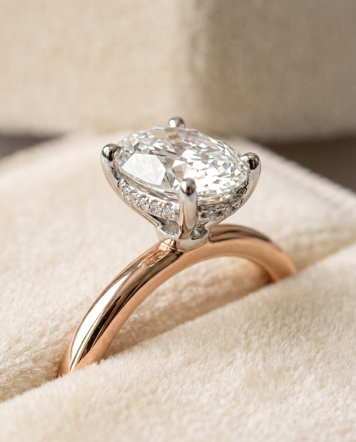 Eartha Select Upper Hidden Halo Solitaire Oval in 14K Rose Gold – view 4