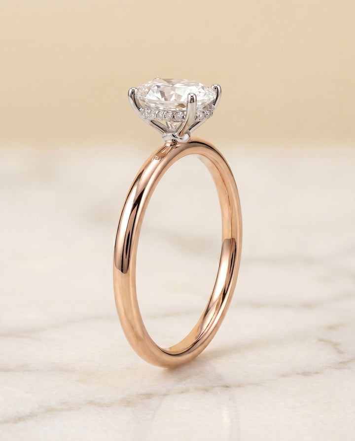 Eartha Select Upper Hidden Halo Solitaire Oval in 14K White Gold – view 2