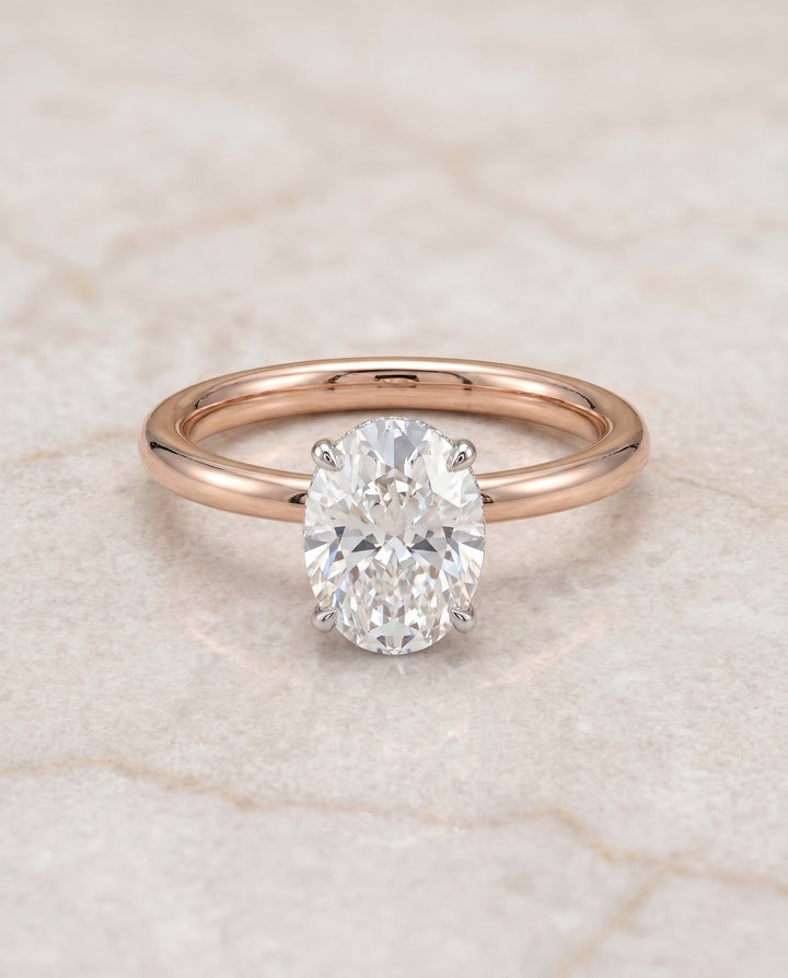 ตัวเรือนแหวนหมั้นเพชร Eartha ทรงรี ทองคำชมพู 14K จาก RockHer