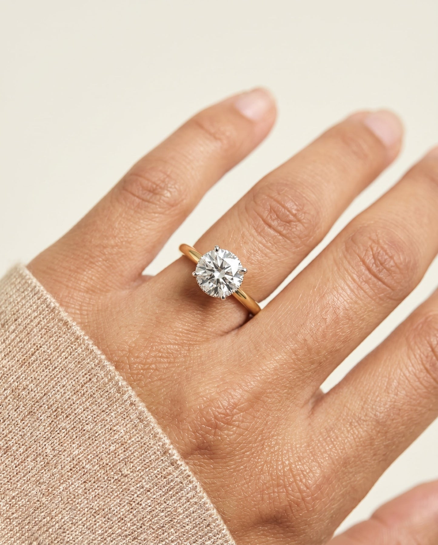 The Eartha Hidden Halo Solitaire Engagement Ring Setting for Round Diamonds in 18K Yellow Gold