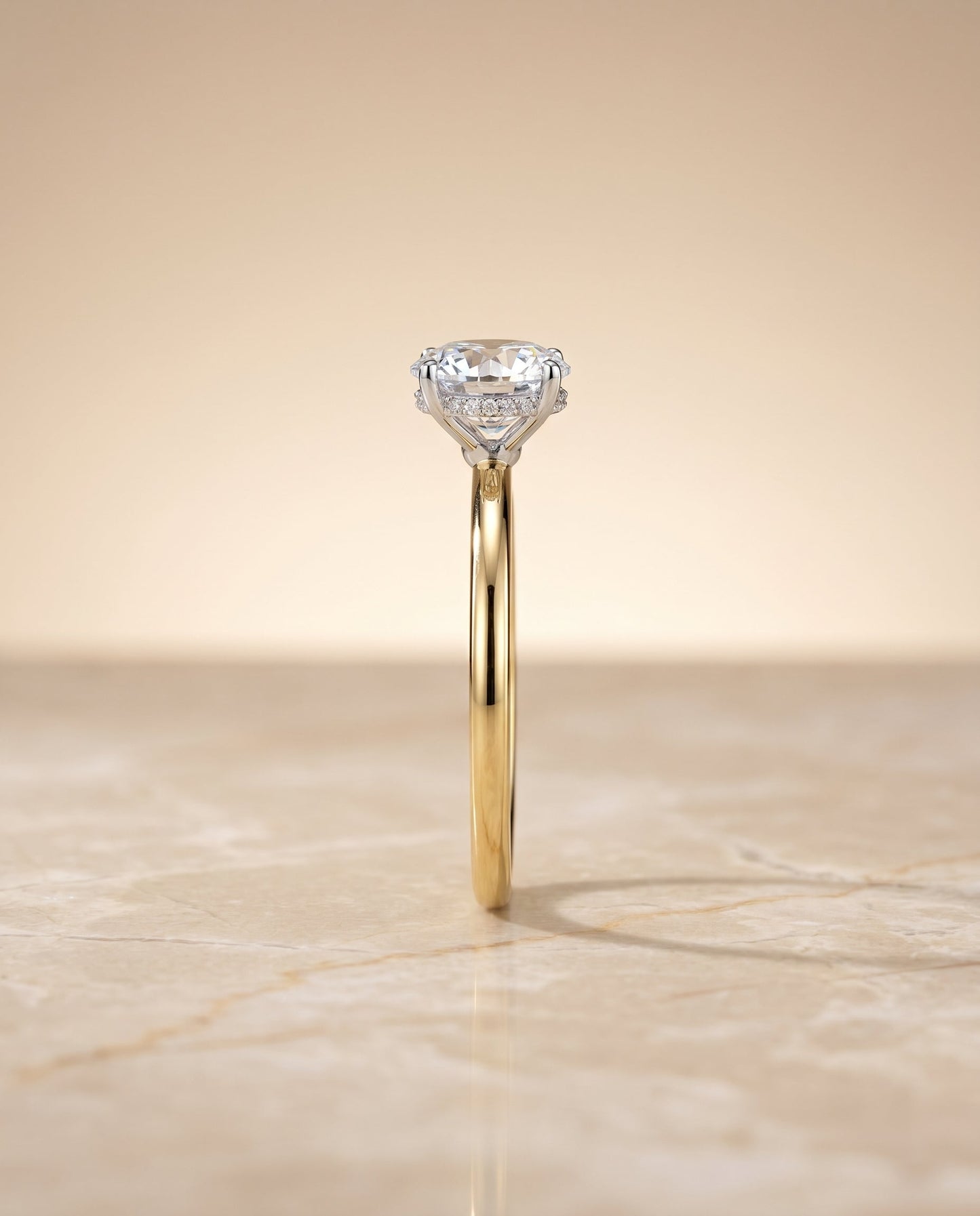 The Eartha Hidden Halo Solitaire Engagement Ring Setting for Round Diamonds in 18K Yellow Gold