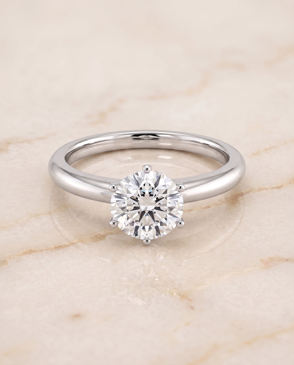 ตัวเรือนแหวนหมั้น Elsa ทรงกลม ฝังหนาม ทองคำขาว 18K จาก RockHer