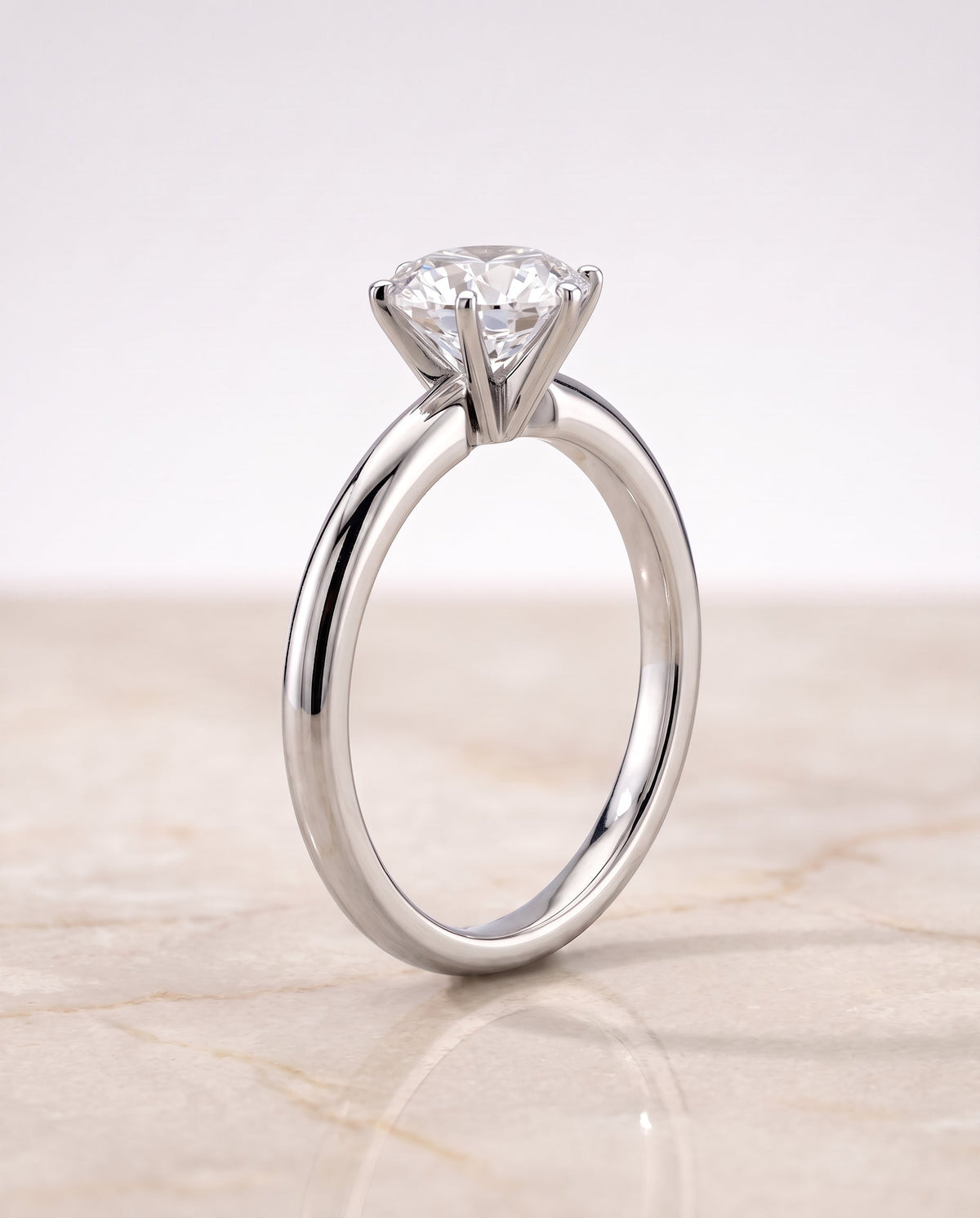 ตัวเรือนแหวนหมั้น Elsa ทรงกลม ฝังหนาม ทองคำขาว 18K จาก RockHer