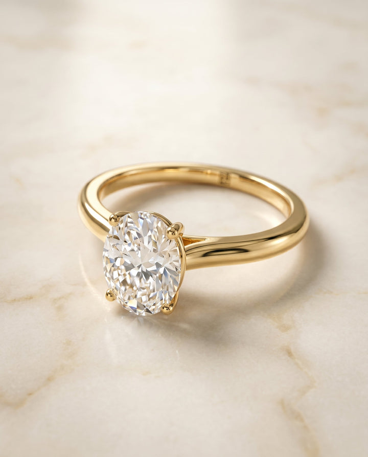 ตัวเรือนแหวนหมั้น Gladys ทรงรี ฝังหนาม ทองคำเหลือง 18K จาก RockHer