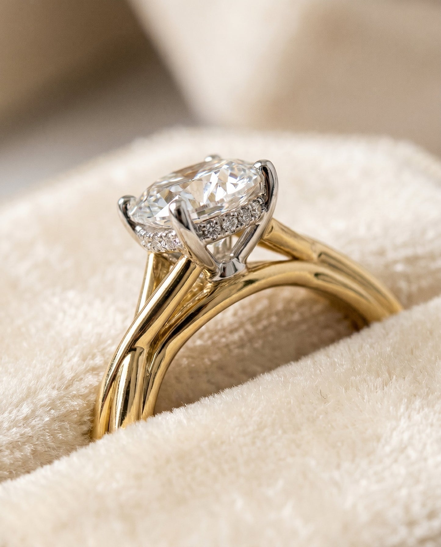 Grace Select 18ky Round Twisted Shank Hidden Halo Solitaire Engagement Ring With – view 4