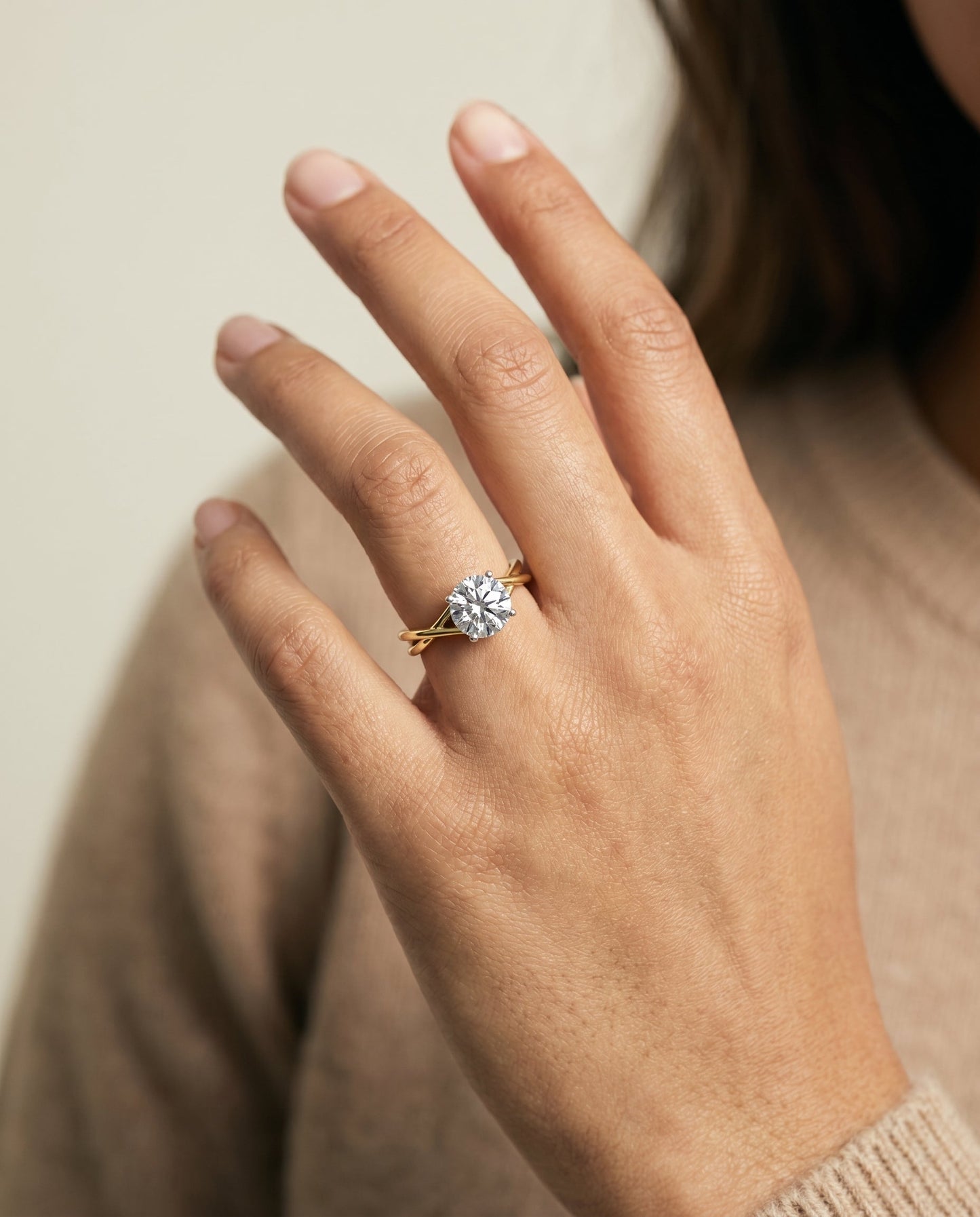 Grace Select 18ky Round Twisted Shank Hidden Halo Solitaire Engagement Ring With – view 5
