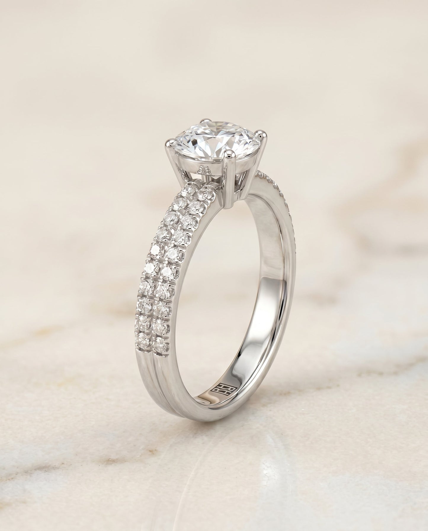 Gwen Select Double Row Micro Set Pave Solitaire in Platinum – view 6
