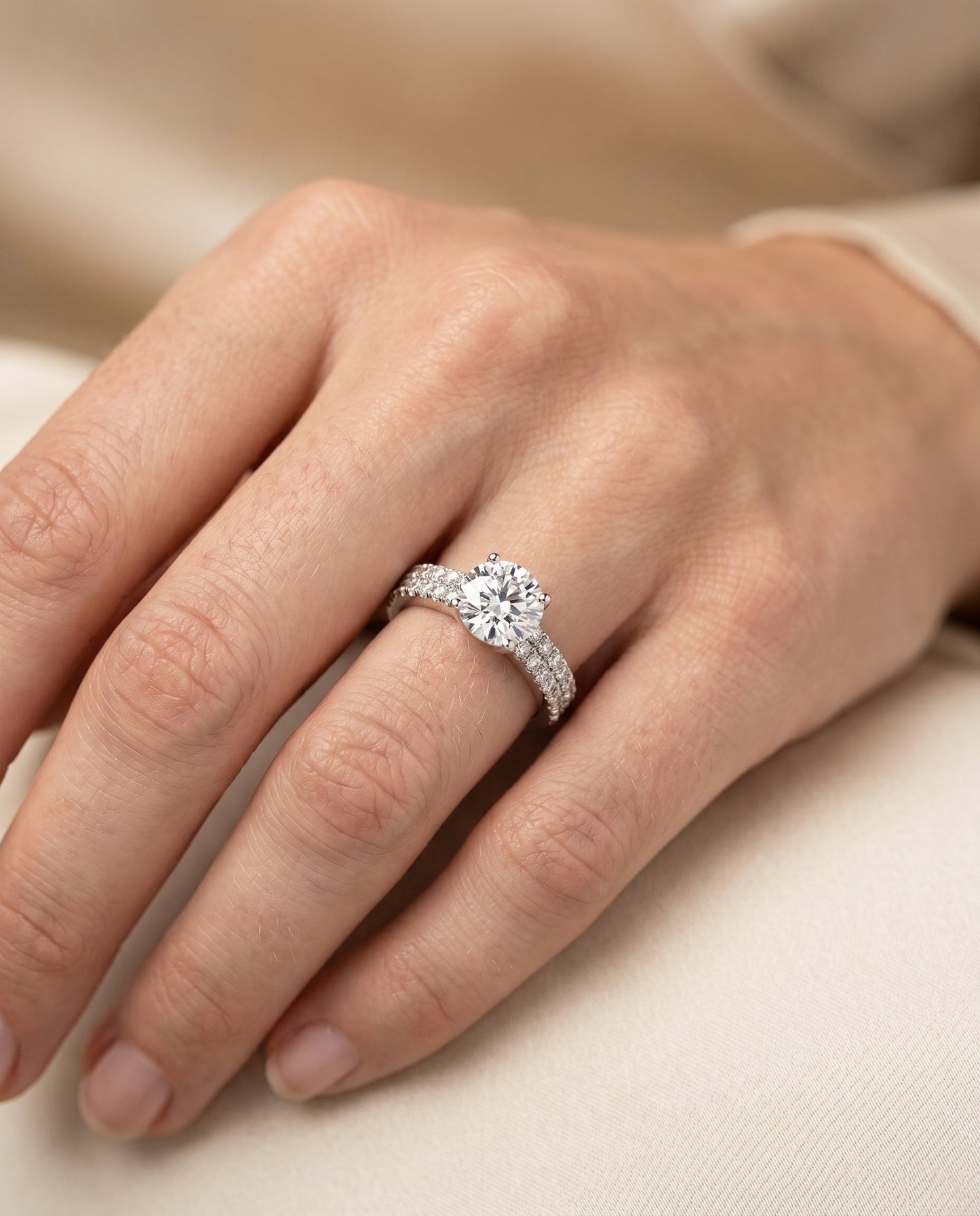 Gwen Select Double Row Micro Set Pave Solitaire in Platinum – view 3