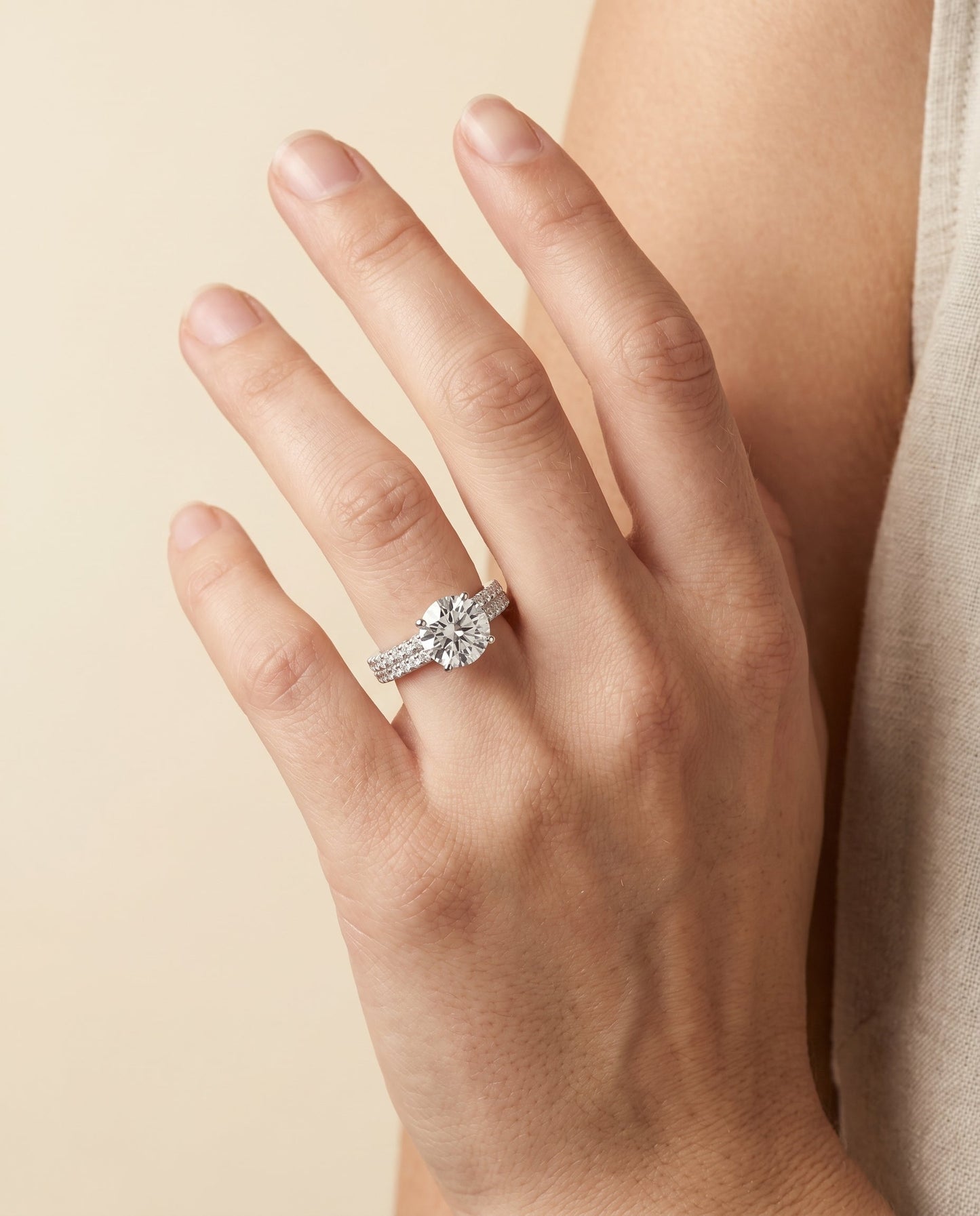Gwen Select Double Row Micro Set Pave Solitaire in Platinum – view 5