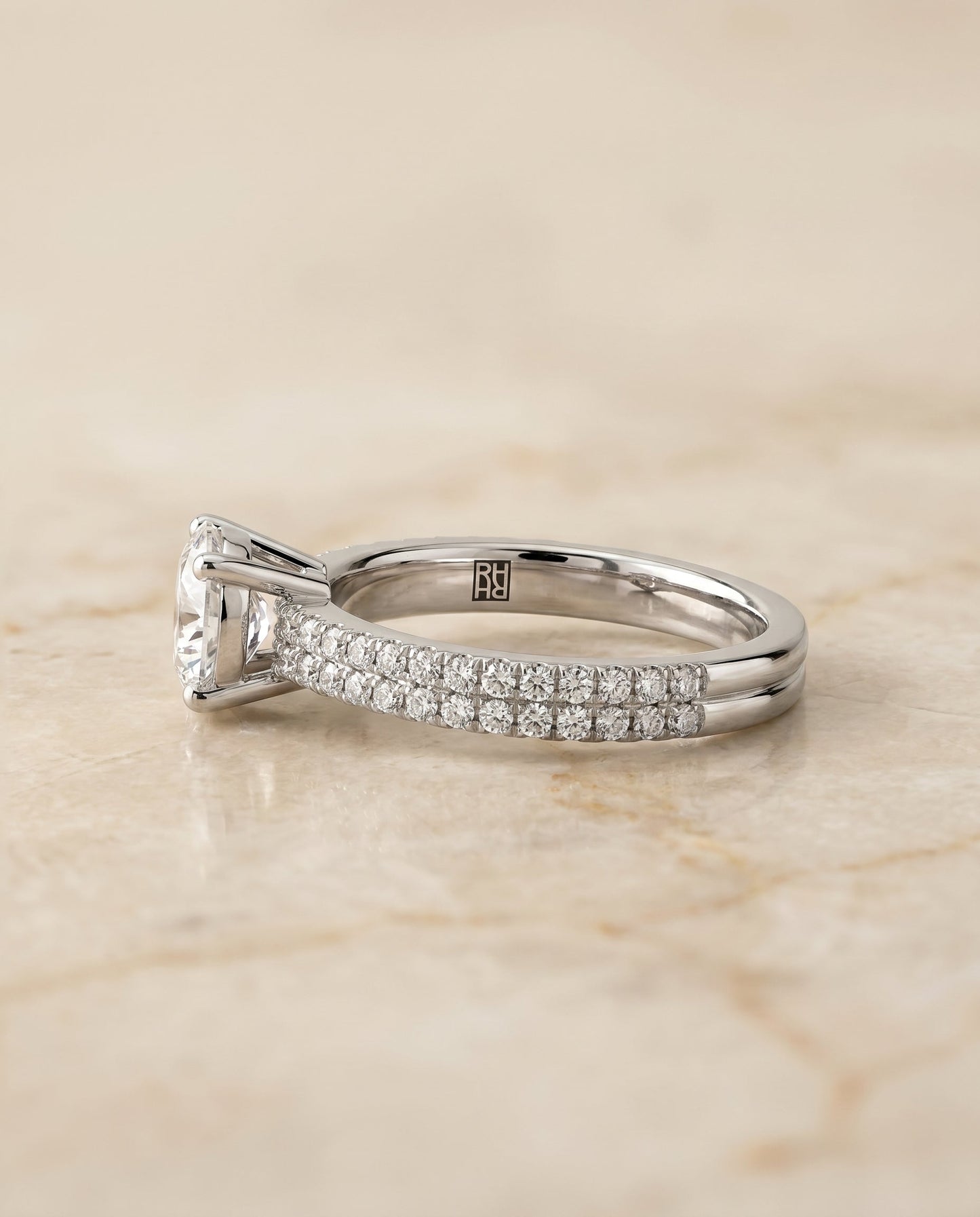 Gwen Select Double Row Micro Set Pave Solitaire in Platinum – view 2