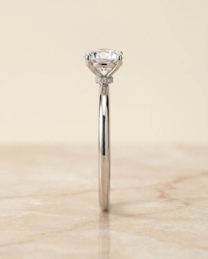 The Joni Hidden Halo Solitaire Engagement Ring Setting for Round Diamonds in Platinum
