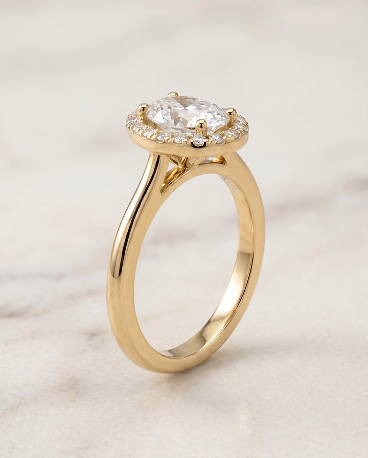 Kate Select Classic French Pave Halo Oval in 18K Yellow Gold – view 2