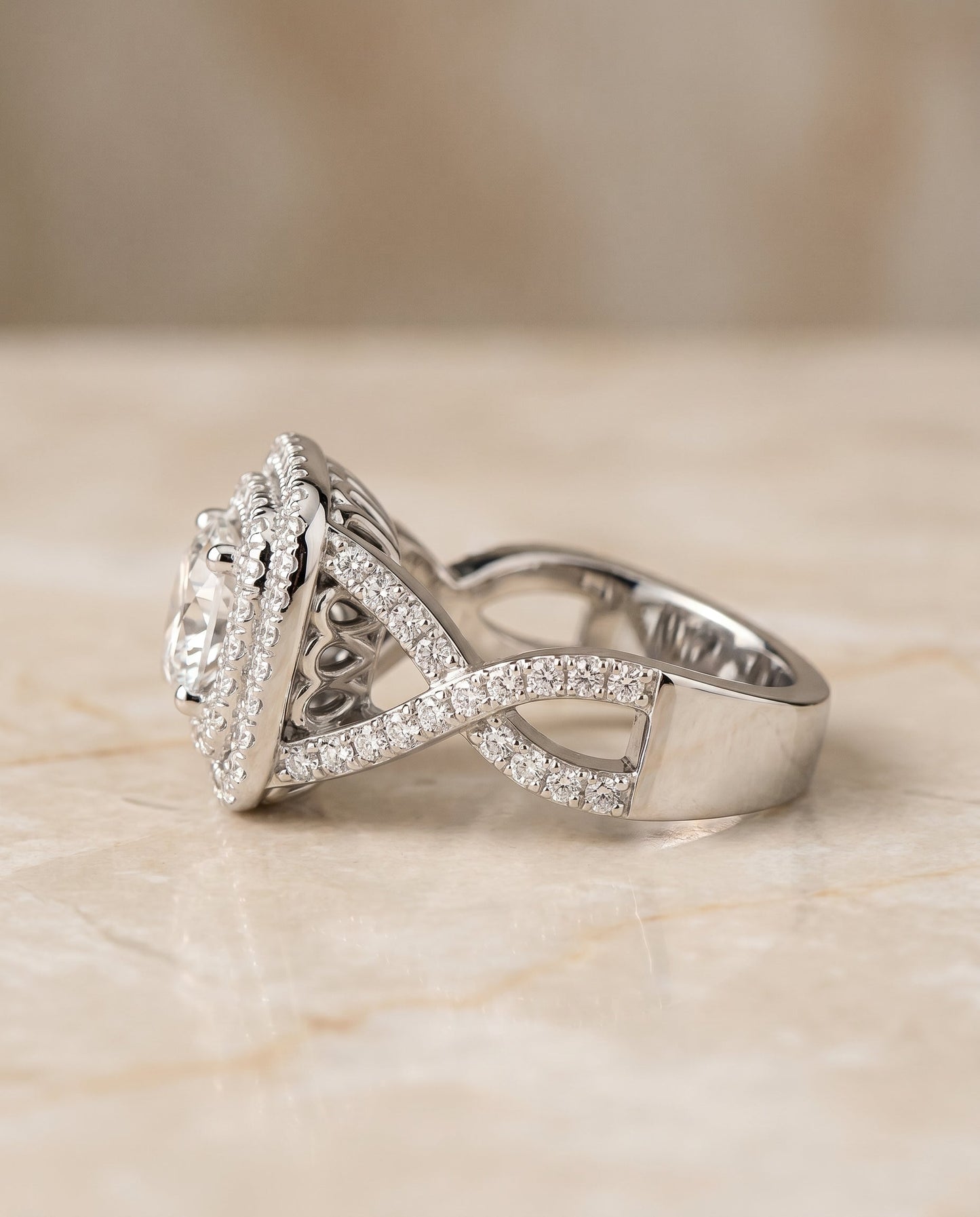Macy Select Twist Double Halo in Platinum – view 2
