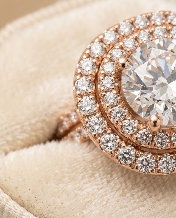 Maria Select Linear Double Row Halo in 14K Rose Gold – view 4