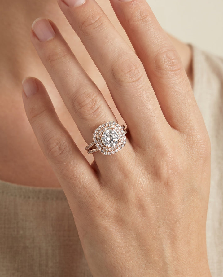 Maria Select Linear Double Row Halo in 14K Rose Gold – view 5