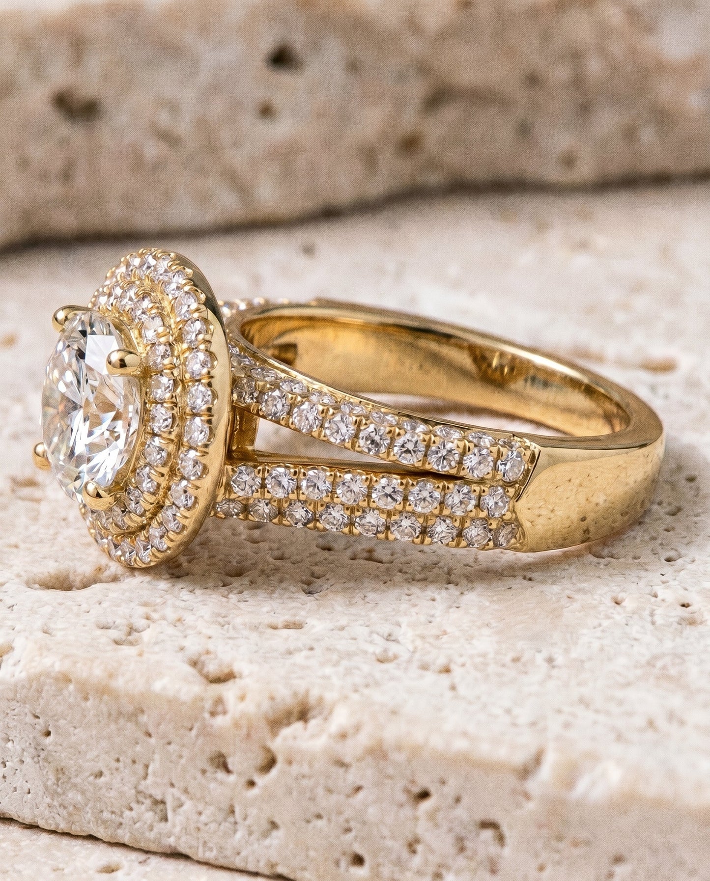 Mariah Select Three Tier Halo Crown Oval in 18K Yellow Gold – view 4