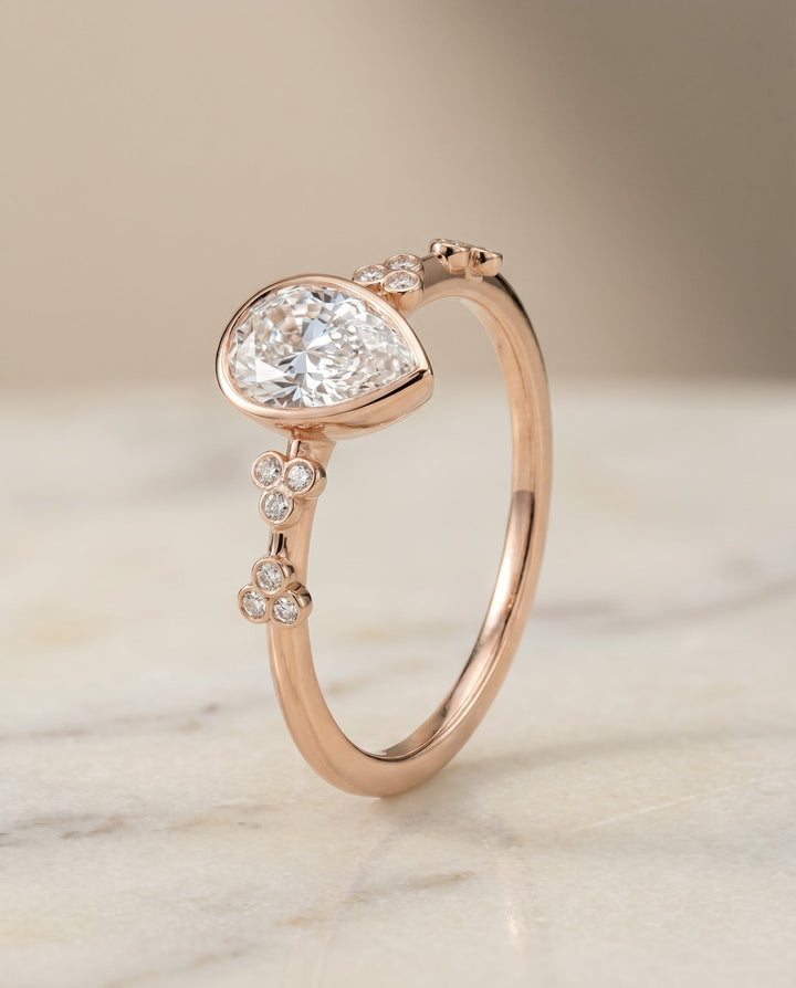 ตัวเรือนแหวนหมั้นเพชร Miley ทรงปริ๊นเซส ทองคำชมพู 14K จาก RockHer