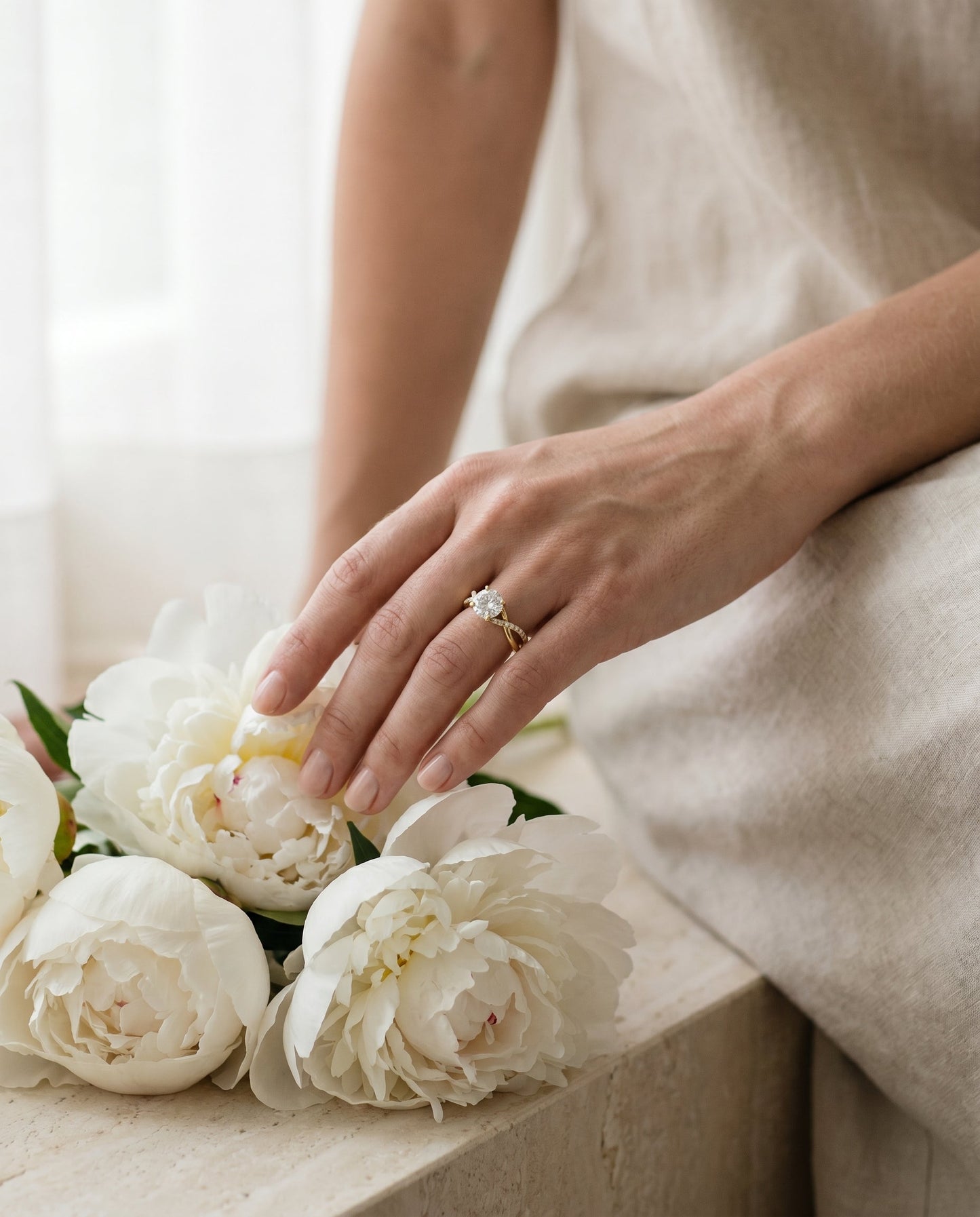 Round Brilliant, Bypass Pavé Twist, in 18K Yellow Gold, pave setting – lifestyle shot | RockHer
