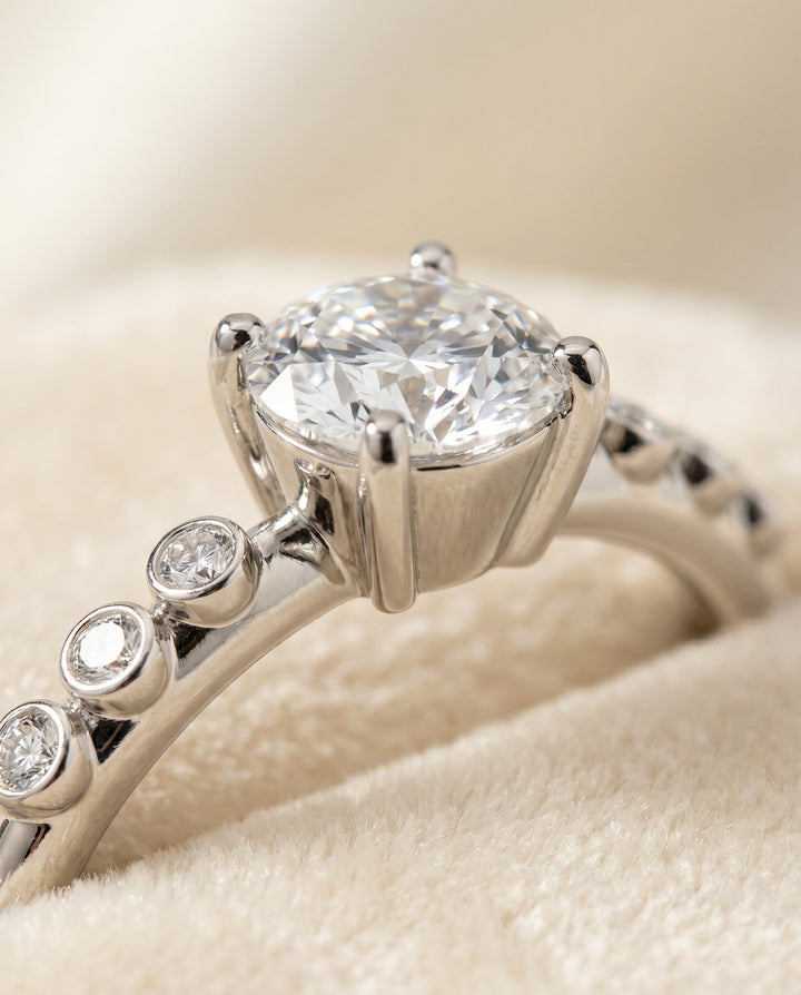 Peggy Select Bezel Accent Solitaire Emerald Cut in 18K White Gold – view 4
