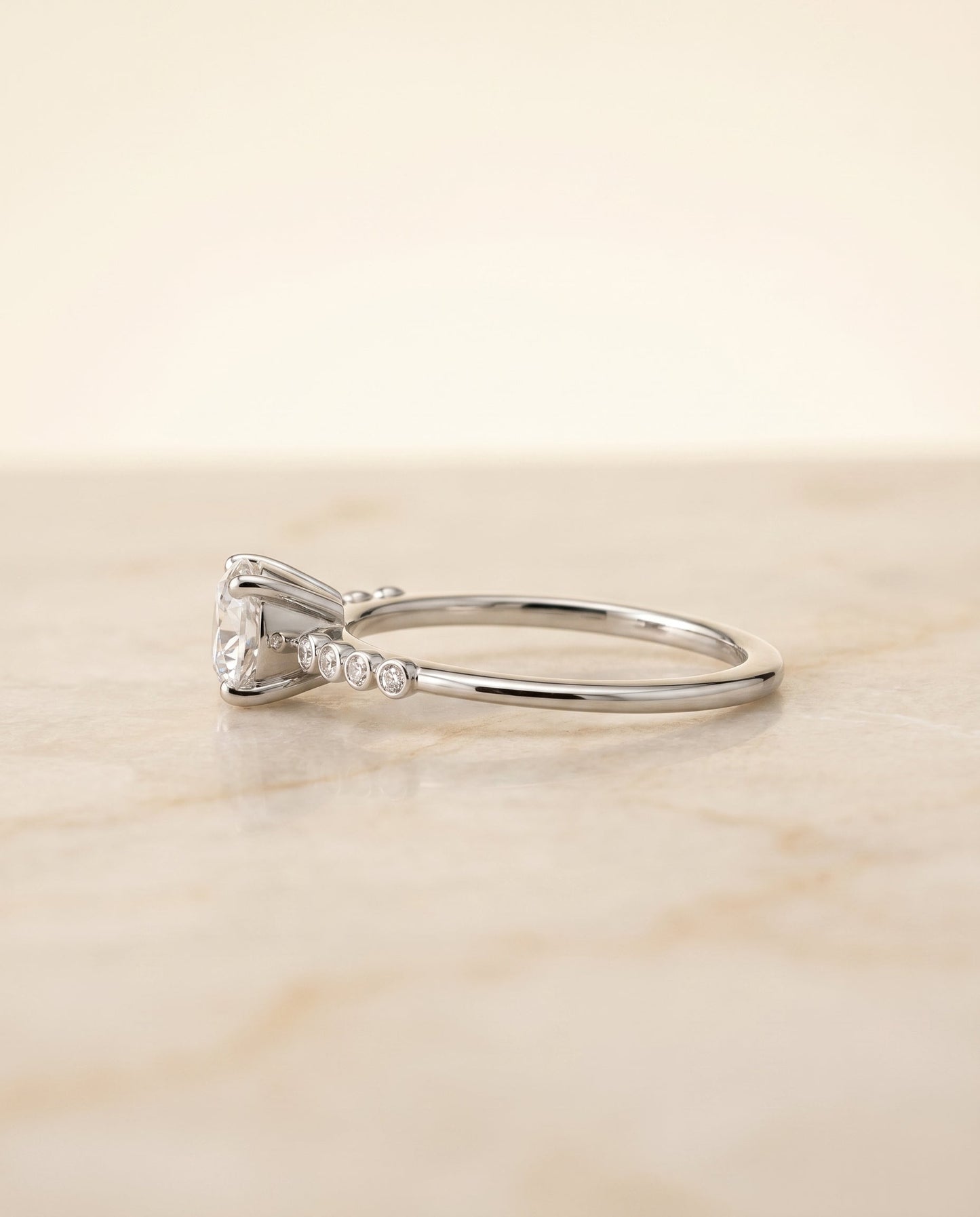 Peggy Select Bezel Accent Solitaire in 18K White Gold – view 6