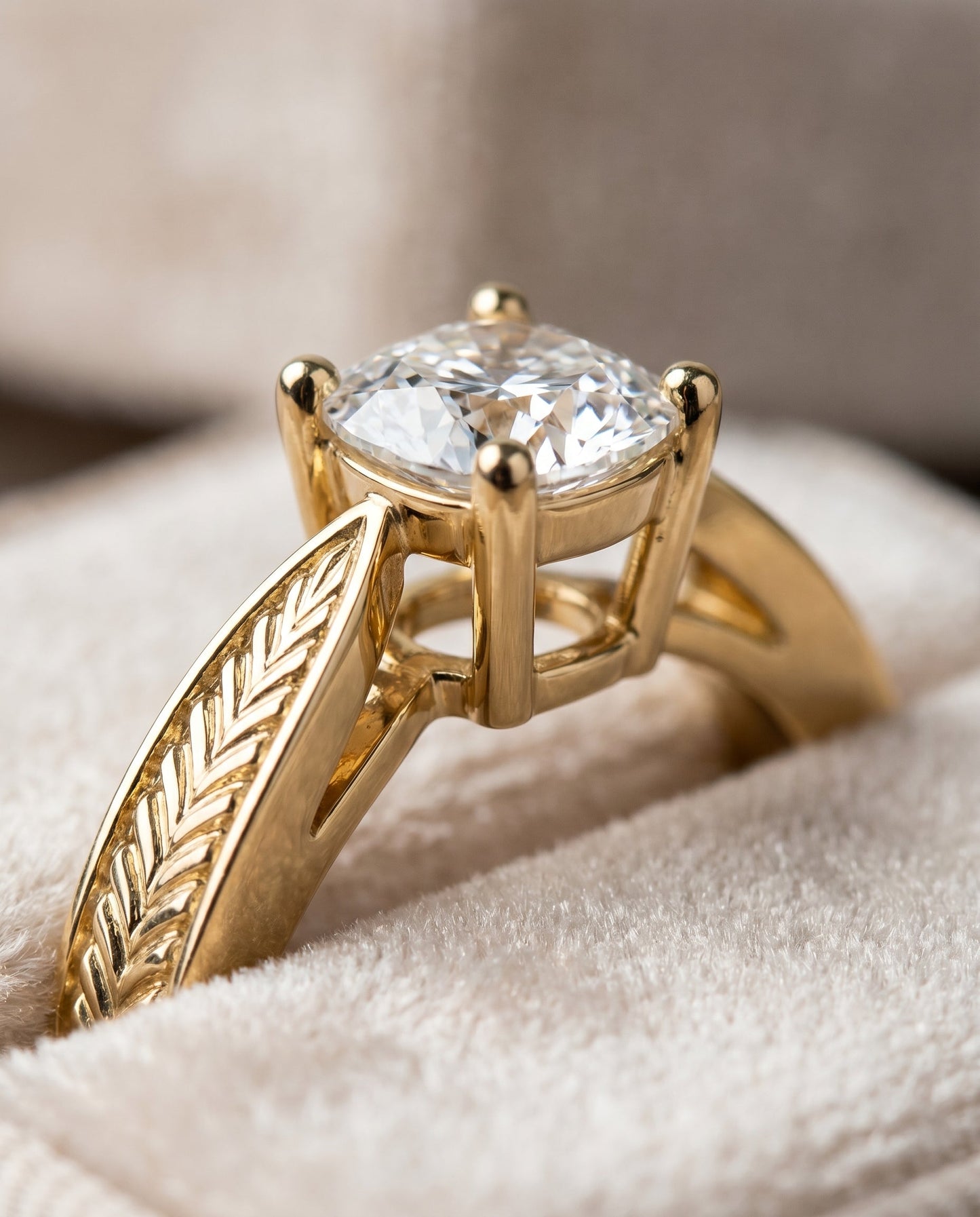 The Roberta Solitaire Engagement Ring Setting for Cushion Diamonds in 18K Yellow Gold