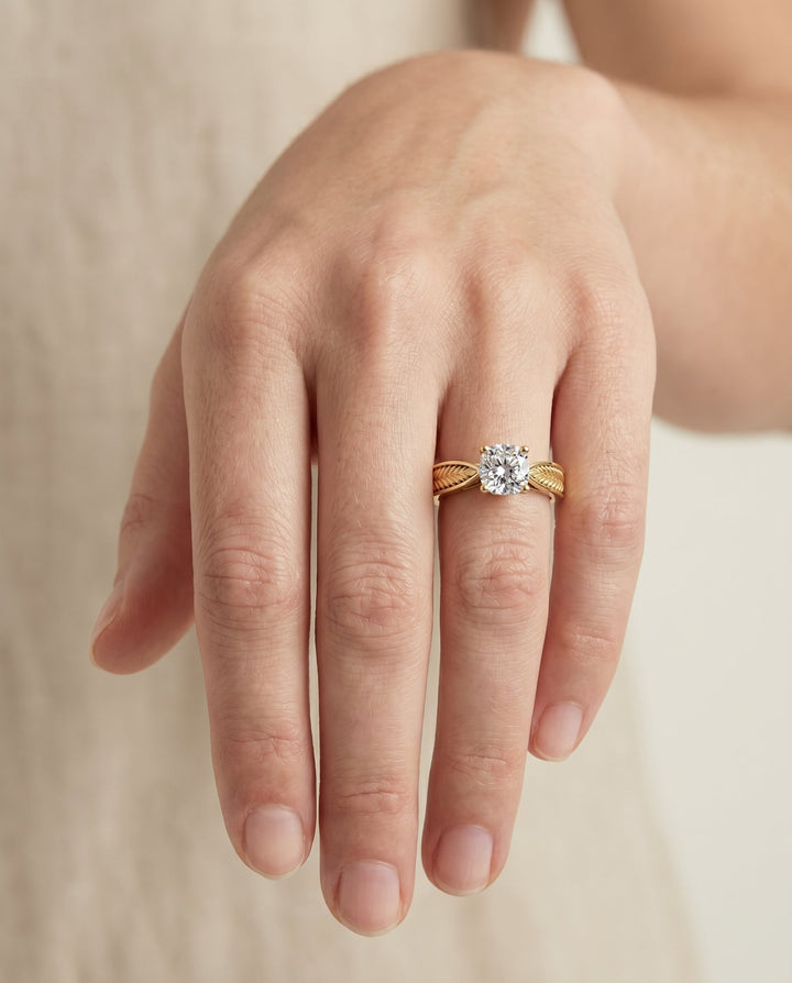 The Roberta Solitaire Engagement Ring Setting for Cushion Diamonds in 18K Yellow Gold