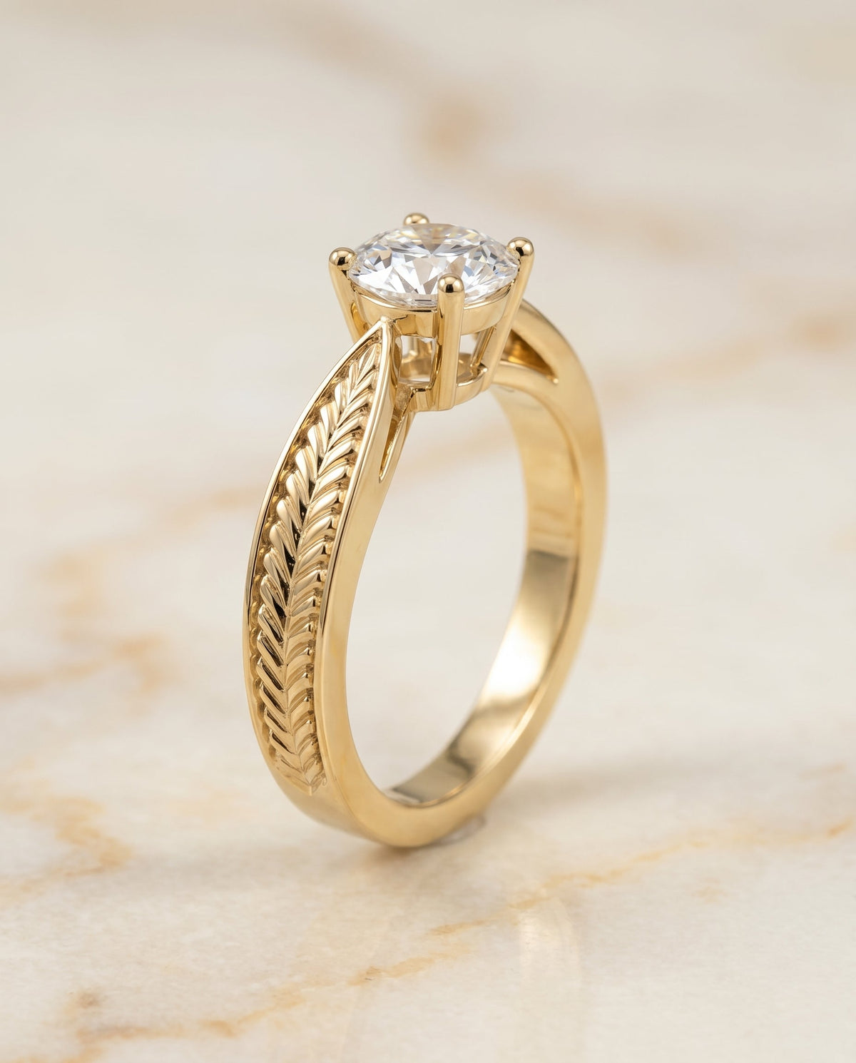 ตัวเรือนแหวนหมั้น Roberta ทรงกลม ฝังหนาม ทองคำเหลือง 18K จาก RockHer