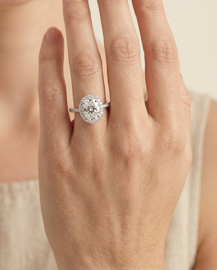 Taylor Select Classic French Pave Halo Oval in Platinum – view 3