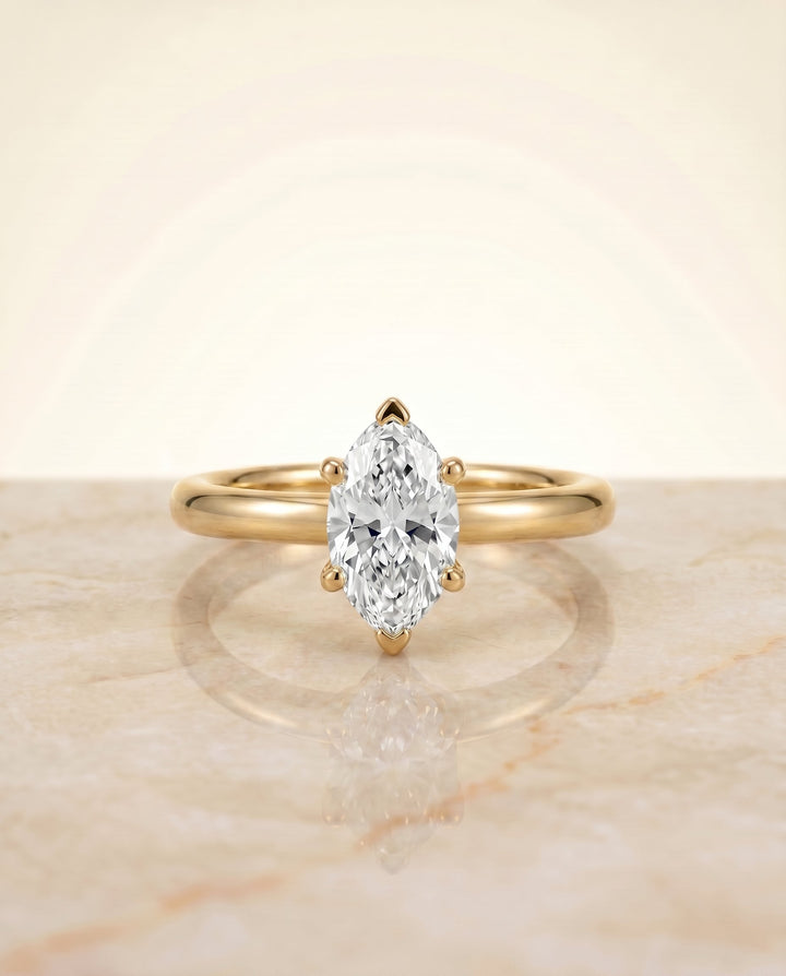 ตัวเรือนแหวนหมั้น Tori ทรงมาคี ฝังหนาม ทองคำเหลือง 18K จาก RockHer