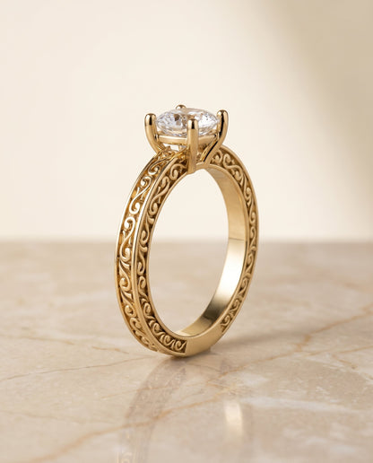 ตัวเรือนแหวนหมั้น Veronica ทรงคุชชั่น ทองคำเหลือง 18K จาก RockHer