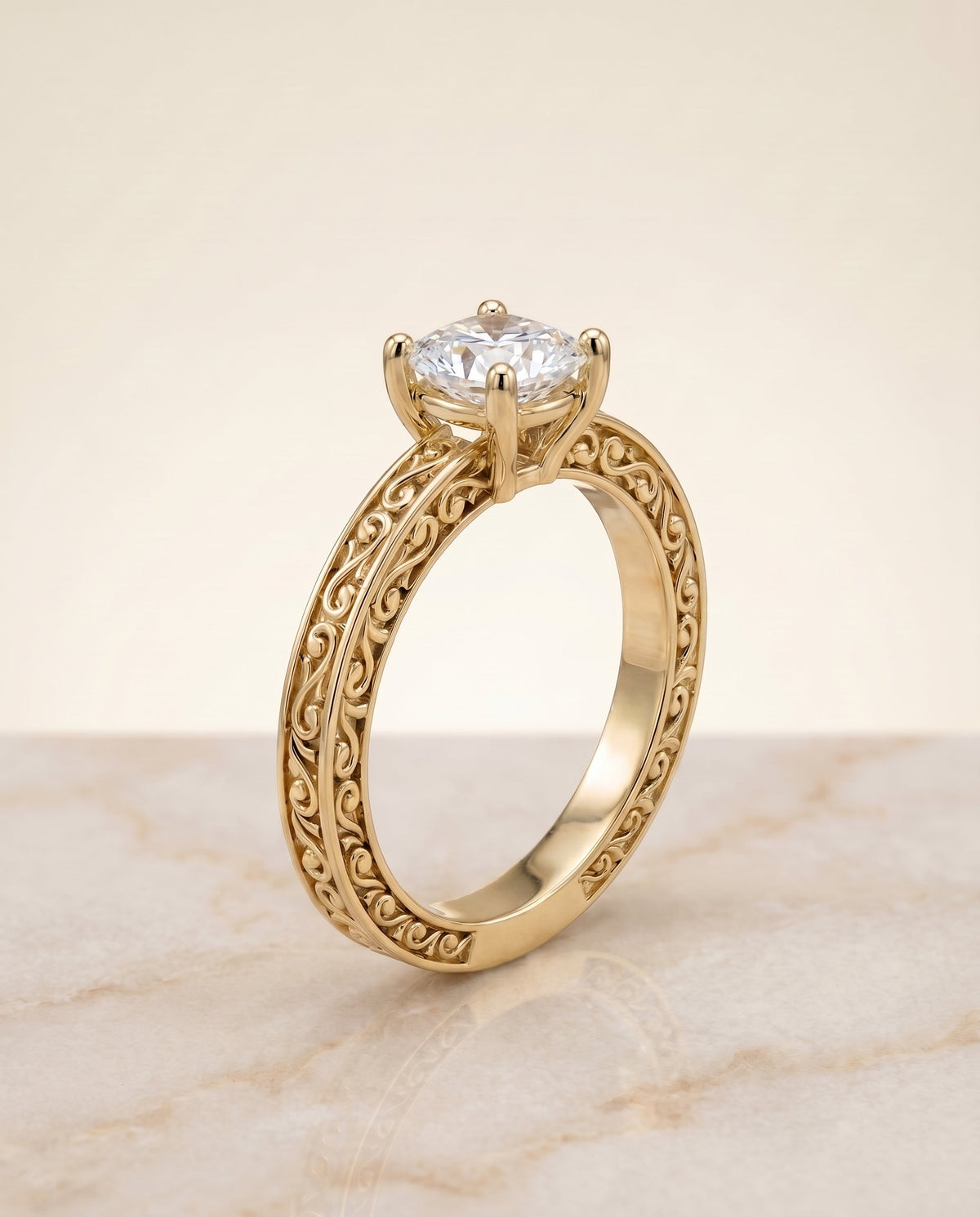 ตัวเรือนแหวนหมั้น Veronica ทรงคุชชั่น ทองคำเหลือง 18K จาก RockHer