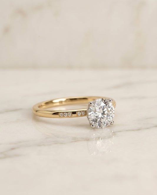 Wanda Select High Hidden Halo Solitaire in 18K Yellow Gold – view 1