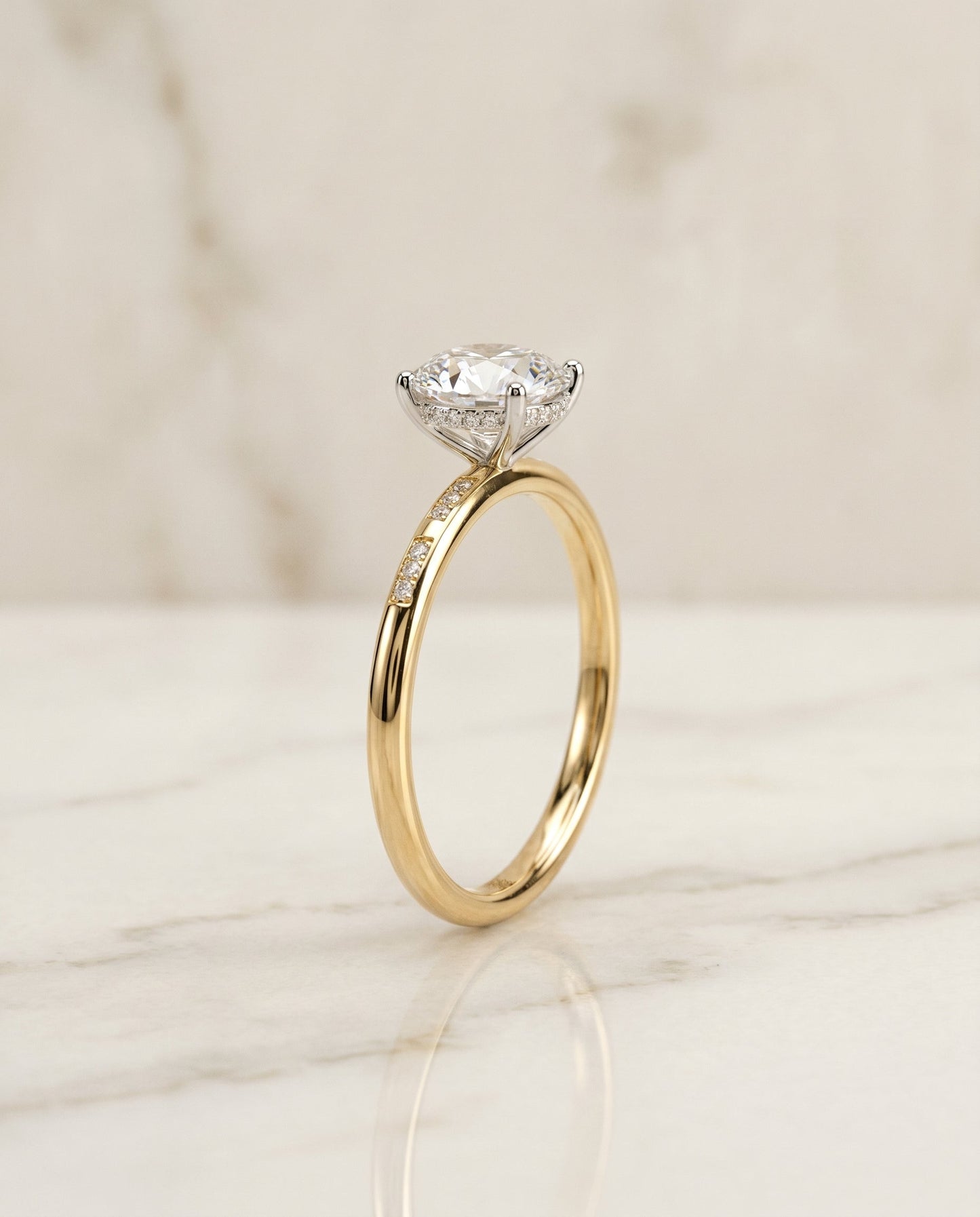 Wanda Select High Hidden Halo Solitaire in 18K Yellow Gold – view 2