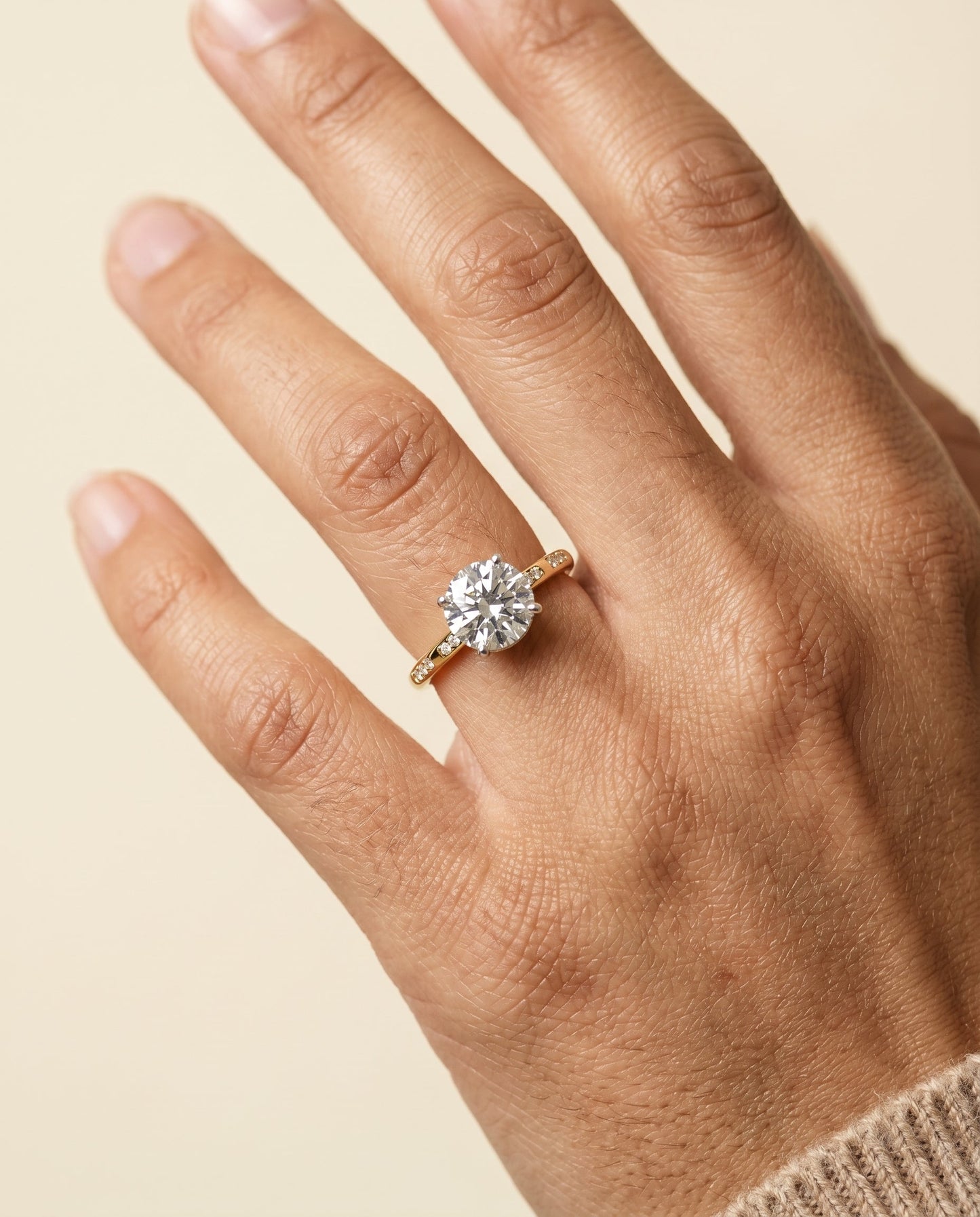 Wanda Select High Hidden Halo Solitaire in 18K Yellow Gold – view 3