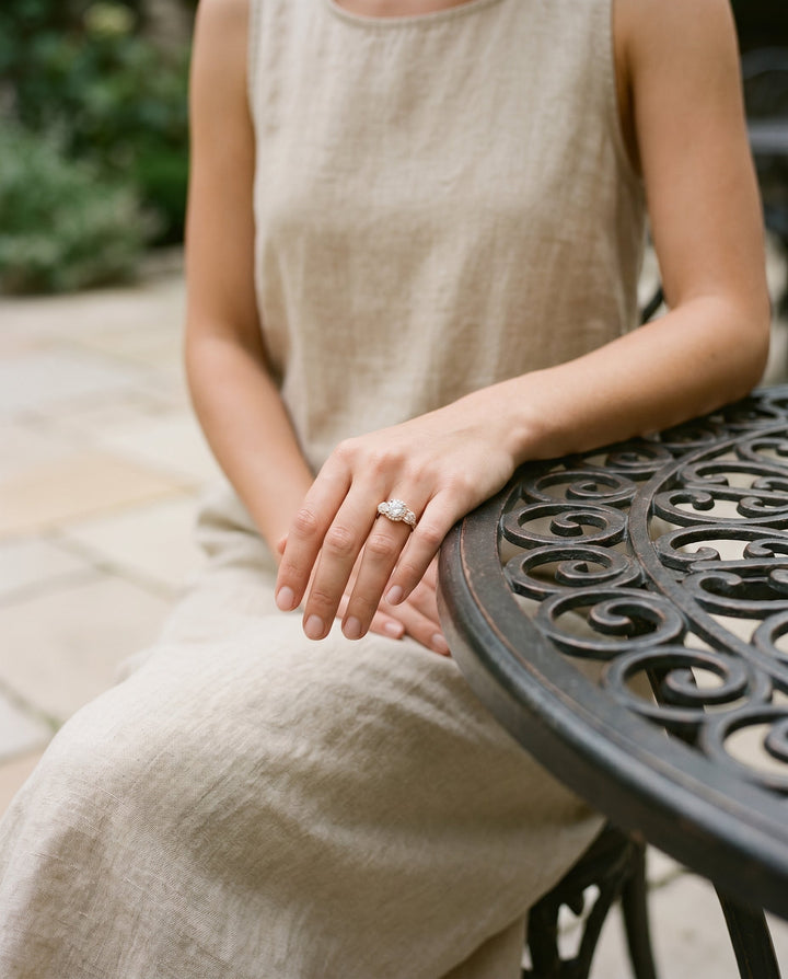 Andrea Select Three Stone Halo in 14K Rose Gold – view 7