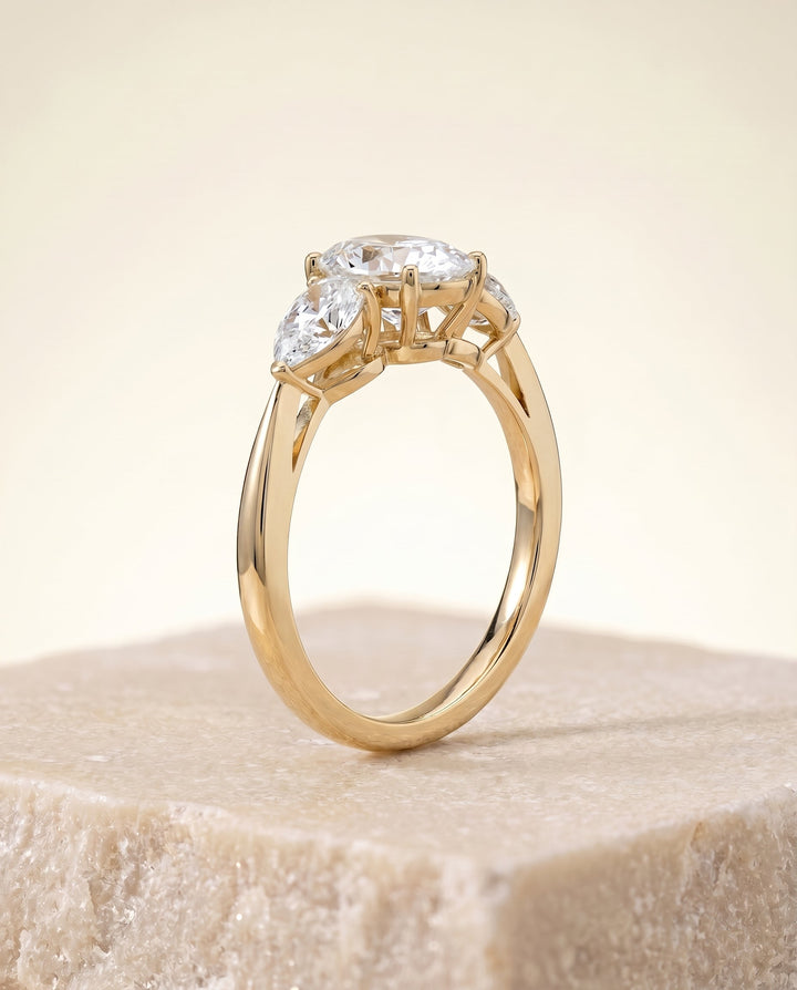 Angelica Select Three Stone Matched Shape Oval Solitaire in 18K Yellow Gold – view 5