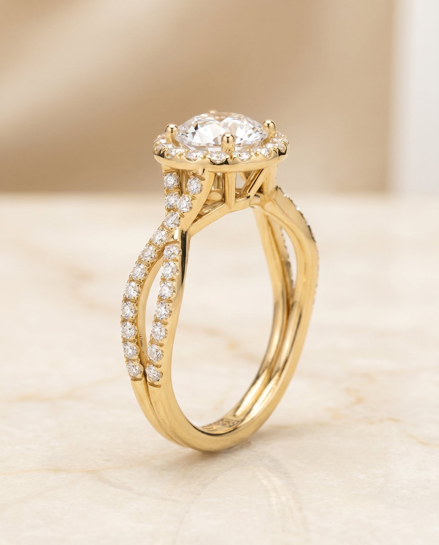 Audra Select Twisted Scalloped Pave Halo in 18K Yellow Gold – view 6