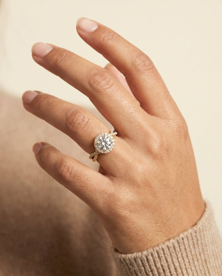 Audra Select Twisted Scalloped Pave Halo in 18K Yellow Gold – view 5
