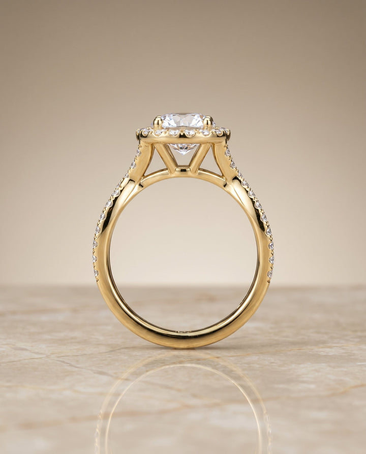 Audra Select Twisted Scalloped Pave Halo in 18K Yellow Gold – view 2