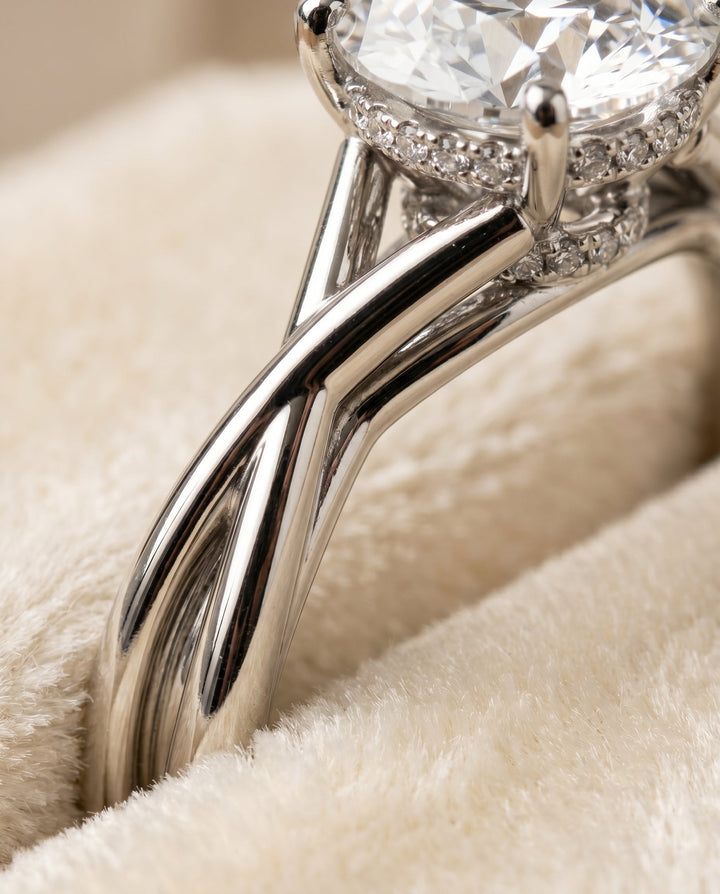 Blondie Select Twisted Shank Double Hidden Halo Solitaire in Platinum – view 4
