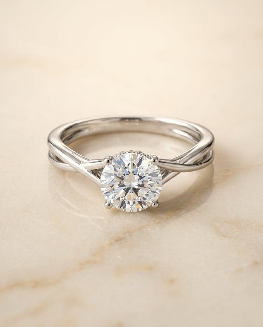 Blondie Select Twisted Shank Double Hidden Halo Solitaire in Platinum – view 1