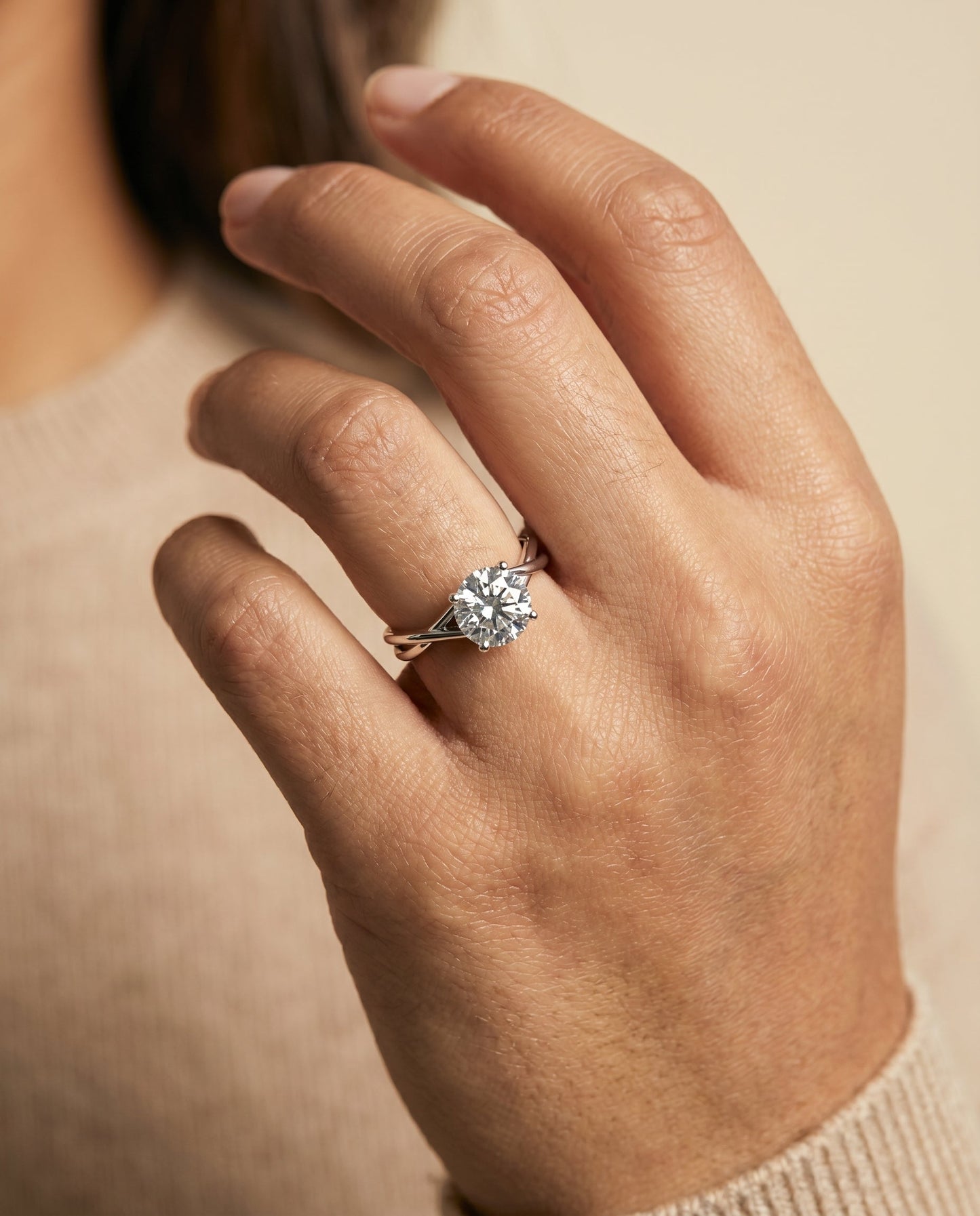Blondie Select Twisted Shank Double Hidden Halo Solitaire in Platinum – view 3