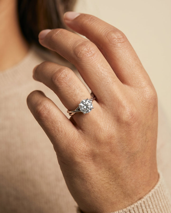 Blondie Select Twisted Shank Double Hidden Halo Solitaire in Platinum – view 3