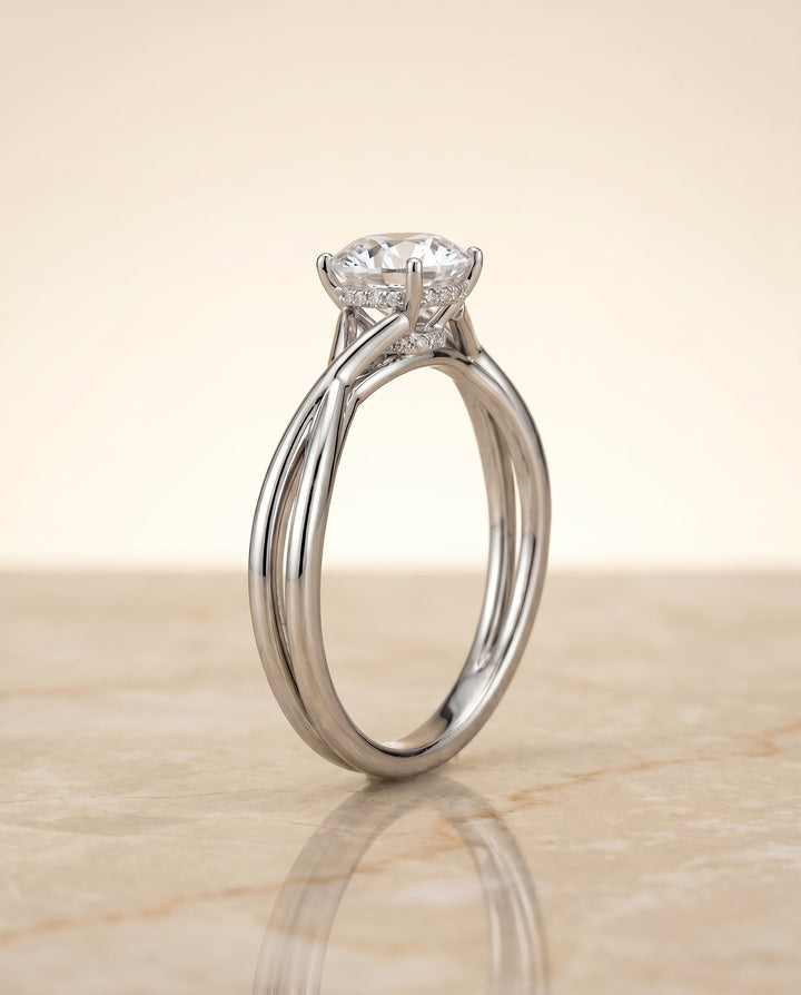 Blondie Select Twisted Shank Double Hidden Halo Solitaire in Platinum – view 5
