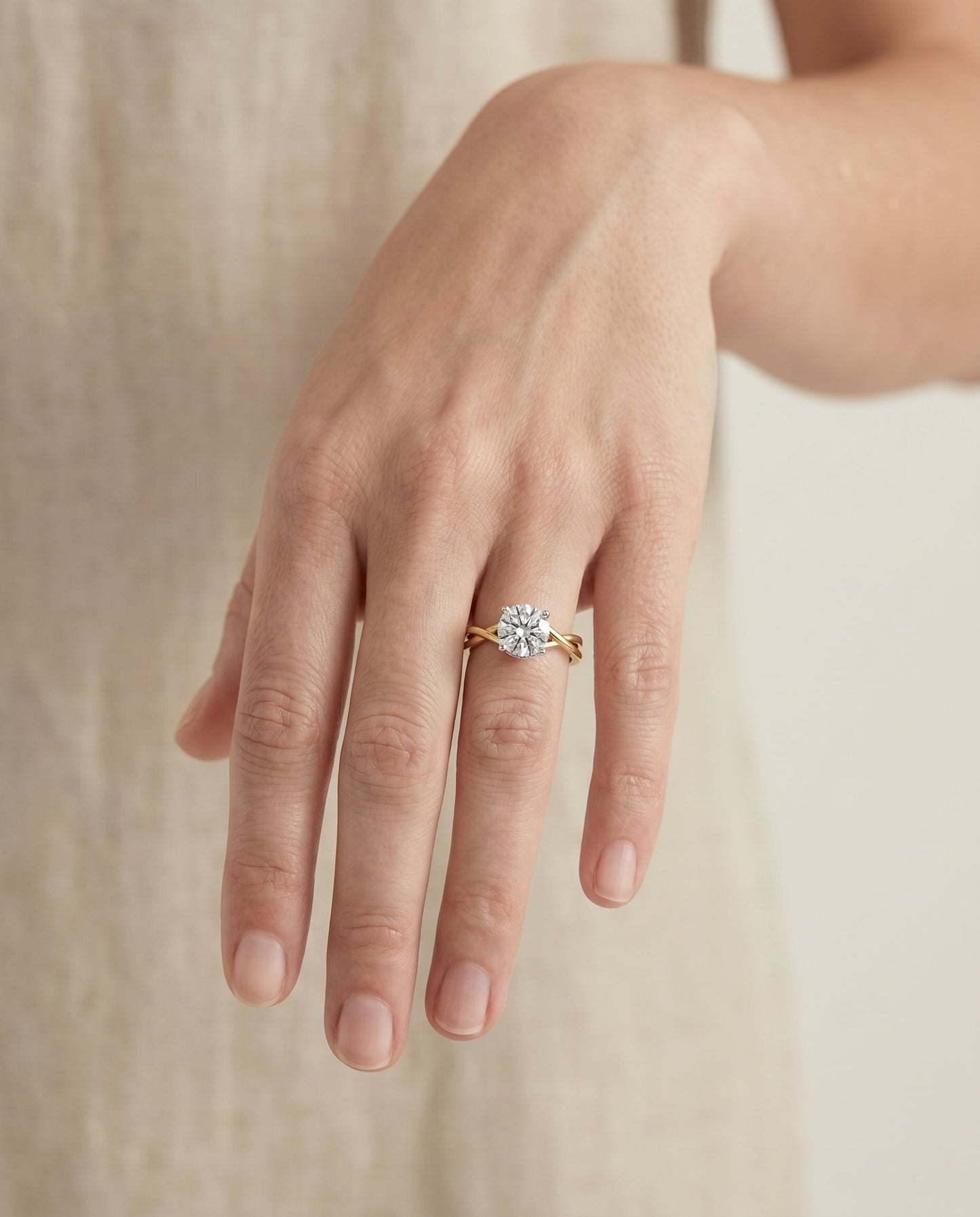 Blondie Select Twisted Shank Double Hidden Halo Solitaire Oval in 18K Yellow Gol – view 5