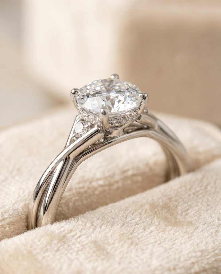 Dusty Select Twisted Shank Hidden Halo Solitaire in Platinum – view 4