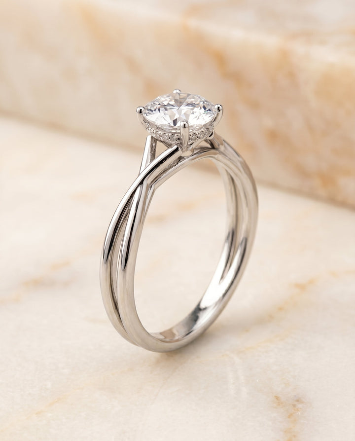 Grace Select Twisted Shank Hidden Halo Solitaire in Platinum – view 2