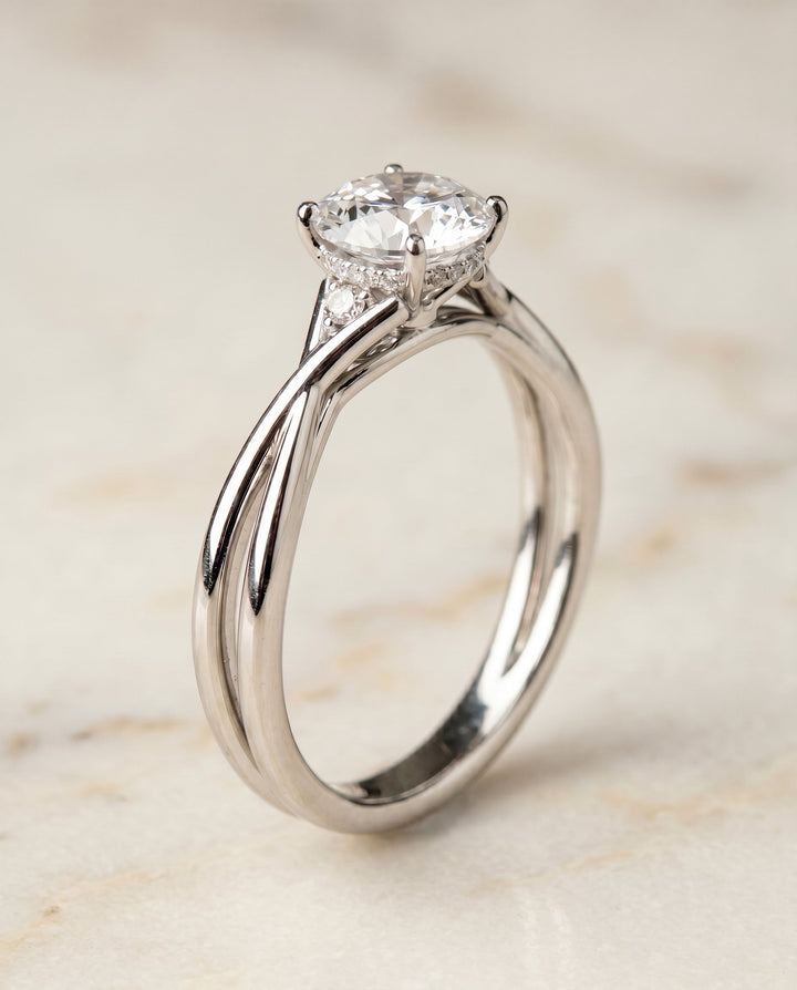 Dusty Select Twisted Shank Hidden Halo Solitaire in Platinum – view 5