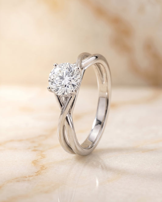 Grace Select Twisted Shank Hidden Halo Solitaire in Platinum – view 1